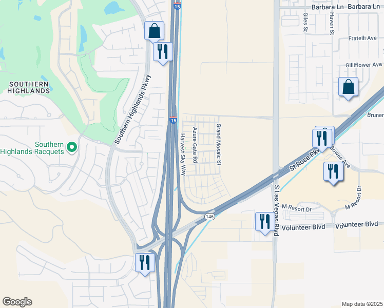 map of restaurants, bars, coffee shops, grocery stores, and more near 2821 Montage Sun Road in Las Vegas