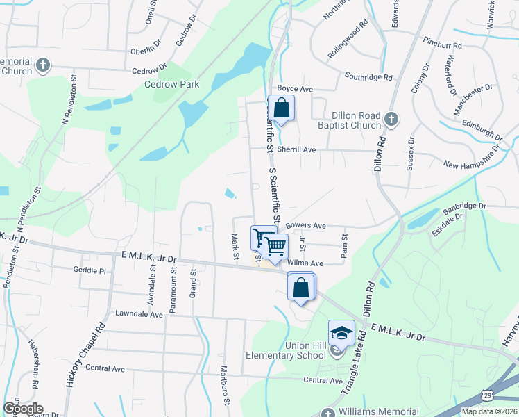 map of restaurants, bars, coffee shops, grocery stores, and more near 816 South Scientific Street in High Point