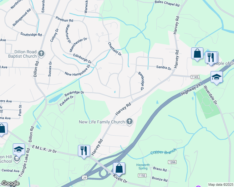 map of restaurants, bars, coffee shops, grocery stores, and more near 1840 Chatfield Drive in High Point