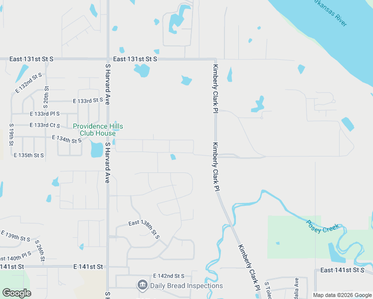 map of restaurants, bars, coffee shops, grocery stores, and more near Kimberly Clark Place in Bixby