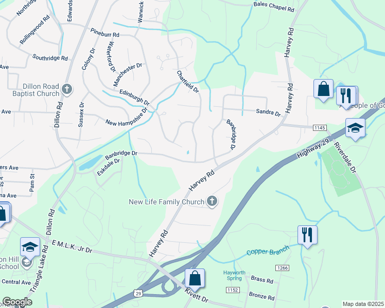 map of restaurants, bars, coffee shops, grocery stores, and more near 1840 Chatfield Drive in High Point
