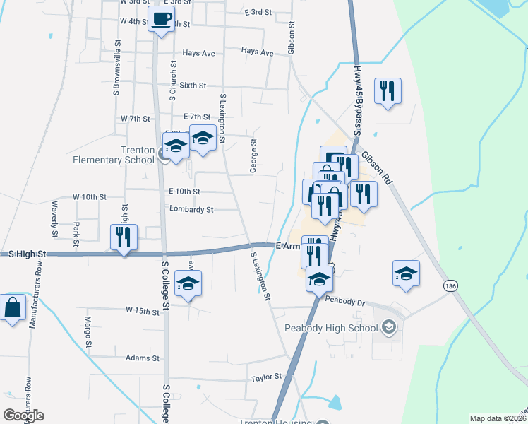map of restaurants, bars, coffee shops, grocery stores, and more near 6 Broadfield in Trenton