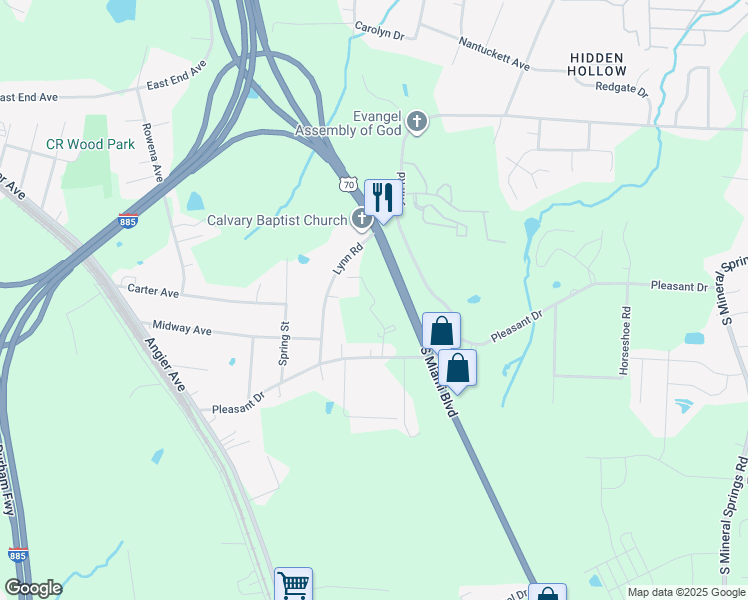 map of restaurants, bars, coffee shops, grocery stores, and more near 514 Pleasant Drive in Durham