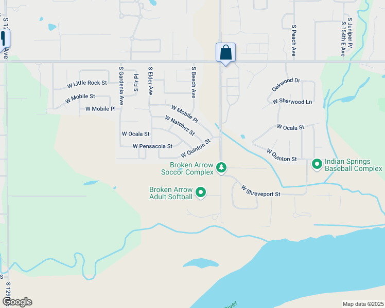 map of restaurants, bars, coffee shops, grocery stores, and more near 2237 West Quinton Street in Broken Arrow