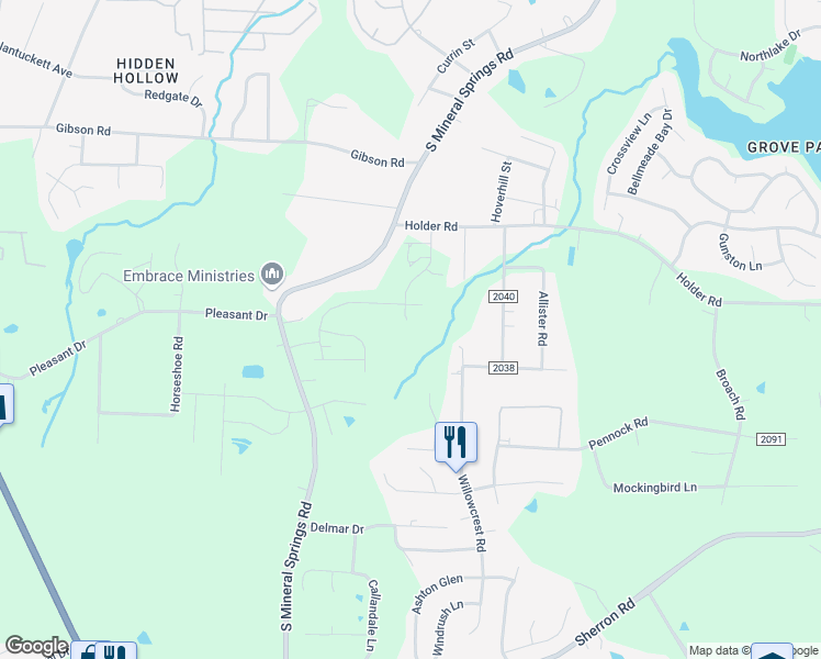 map of restaurants, bars, coffee shops, grocery stores, and more near 3712 Holder Road in Durham