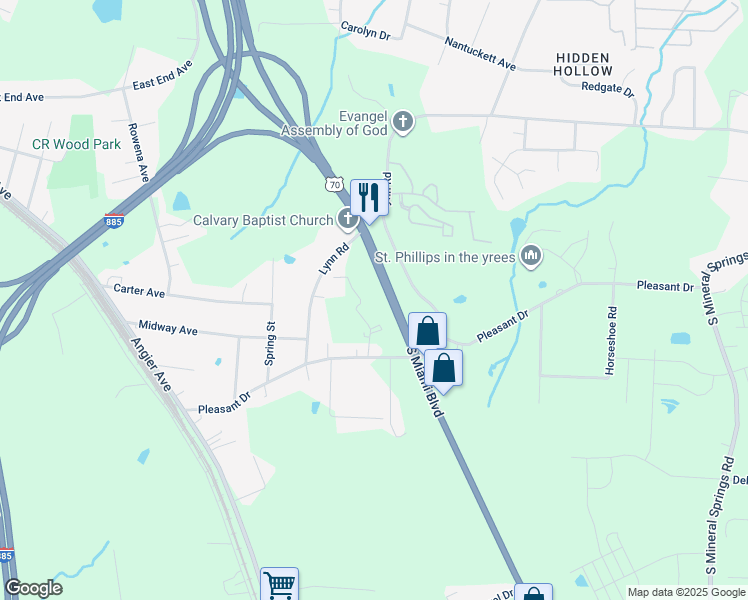 map of restaurants, bars, coffee shops, grocery stores, and more near 514 Pleasant Drive in Durham