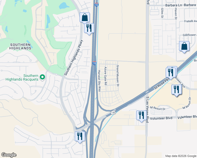 map of restaurants, bars, coffee shops, grocery stores, and more near 2822 Azure Breeze Lane in Enterprise