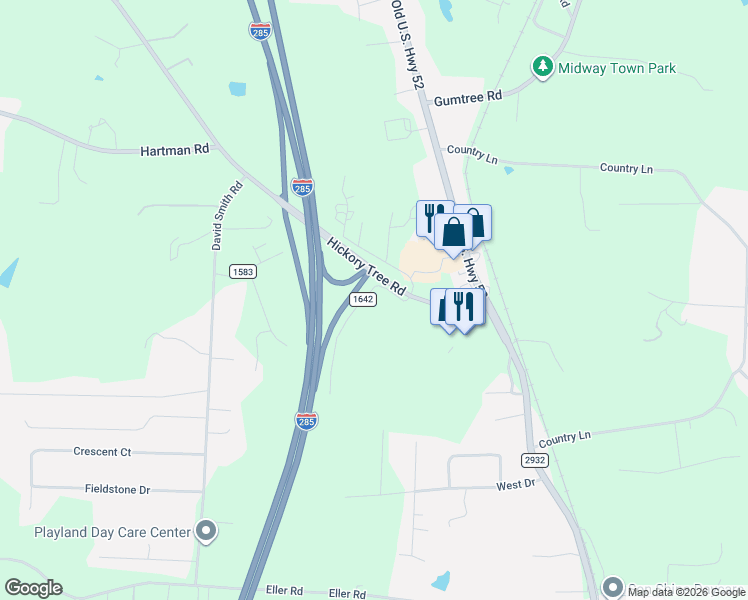 map of restaurants, bars, coffee shops, grocery stores, and more near 225 Meadow Trail in Winston-Salem