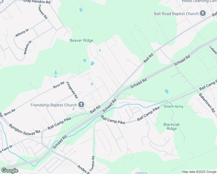 map of restaurants, bars, coffee shops, grocery stores, and more near 7129 Ball Road in Knoxville