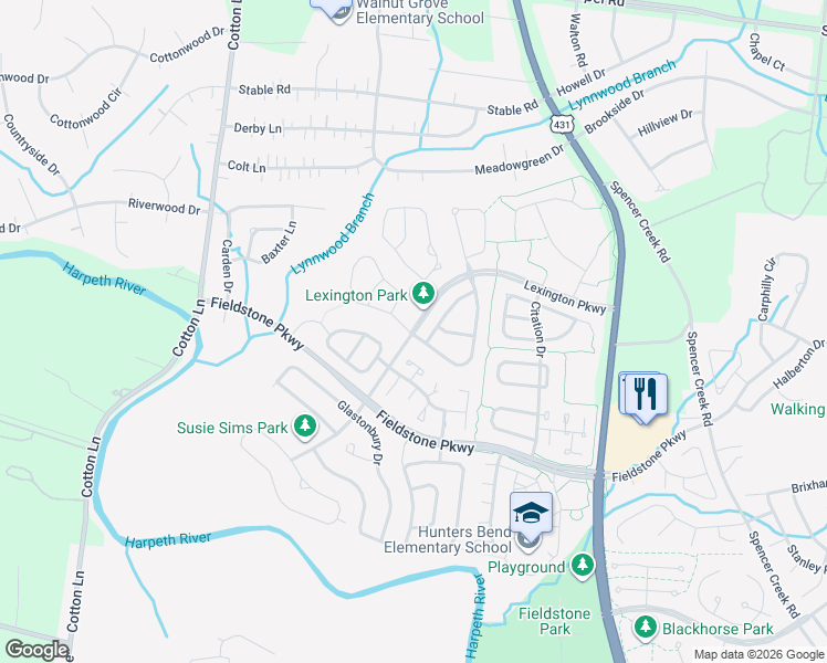 map of restaurants, bars, coffee shops, grocery stores, and more near 824 Brandyleigh Court in Franklin
