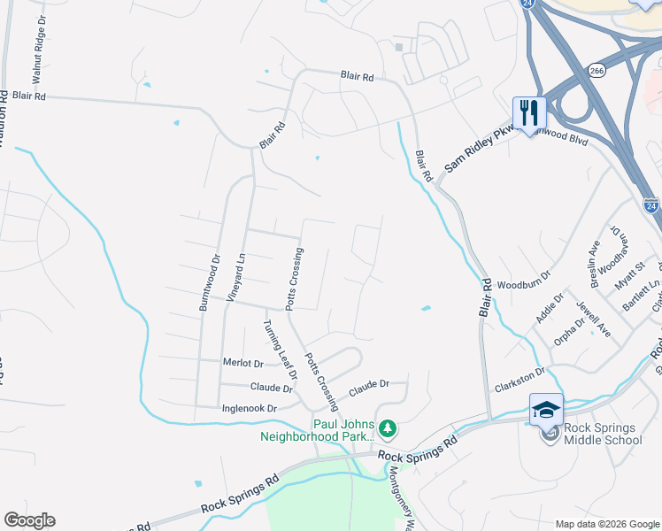map of restaurants, bars, coffee shops, grocery stores, and more near 6867 Buffalo Drive in La Vergne