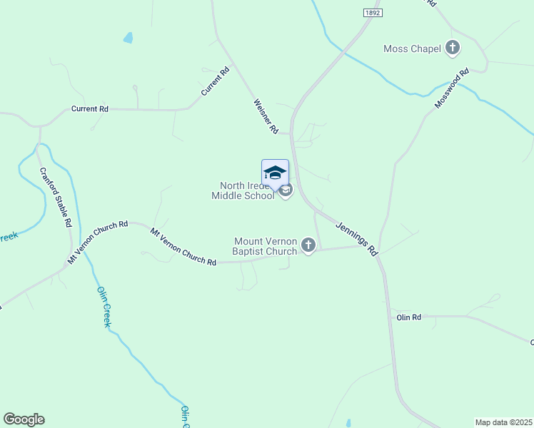 map of restaurants, bars, coffee shops, grocery stores, and more near 2467 Jennings Road in Olin