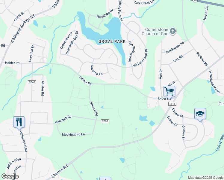 map of restaurants, bars, coffee shops, grocery stores, and more near 4508 Holder Road in Durham
