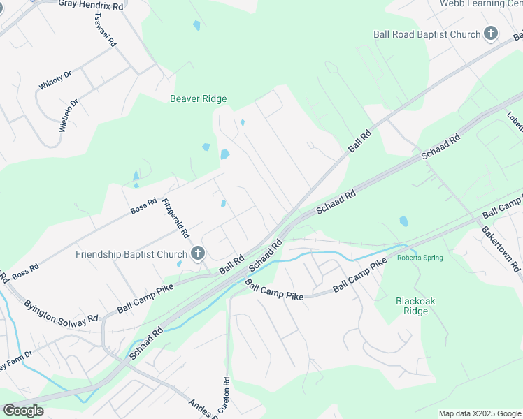 map of restaurants, bars, coffee shops, grocery stores, and more near 7129 Ball Road in Knoxville