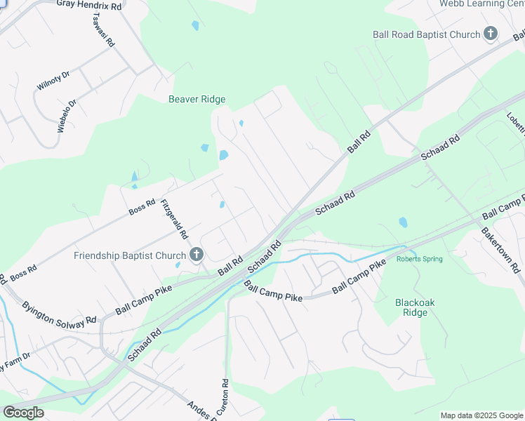 map of restaurants, bars, coffee shops, grocery stores, and more near 7129 Ball Road in Knoxville