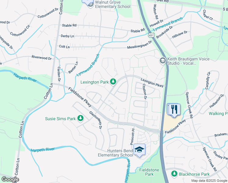 map of restaurants, bars, coffee shops, grocery stores, and more near 1325 Summer Haven Circle in Franklin