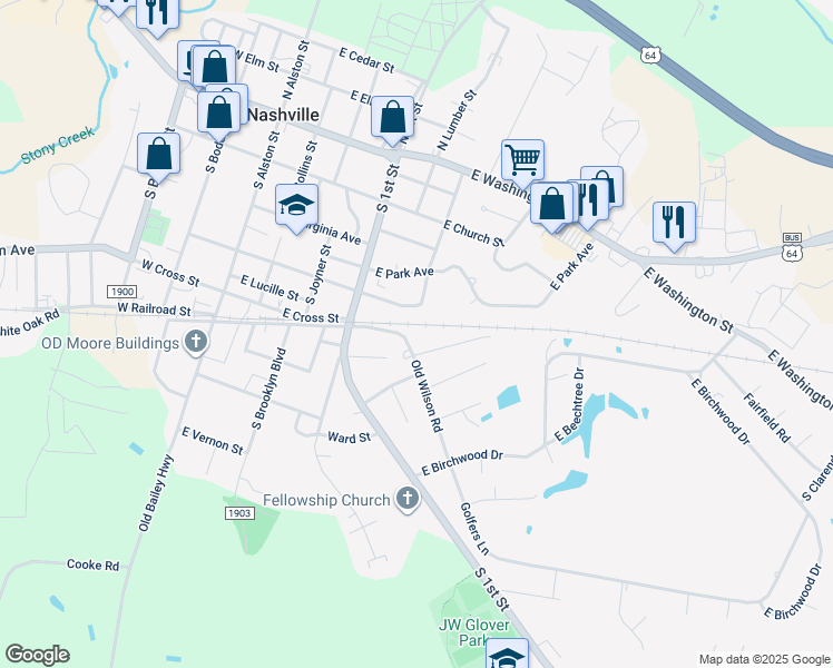 map of restaurants, bars, coffee shops, grocery stores, and more near 801 Old Wilson Road in Nashville
