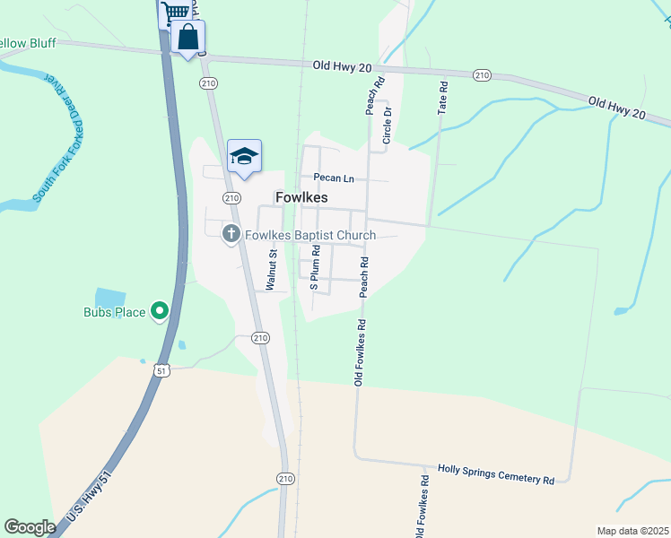map of restaurants, bars, coffee shops, grocery stores, and more near 93 East Main Street in Dyersburg