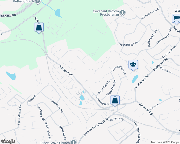 map of restaurants, bars, coffee shops, grocery stores, and more near 6822 Barkwood Road in Knoxville