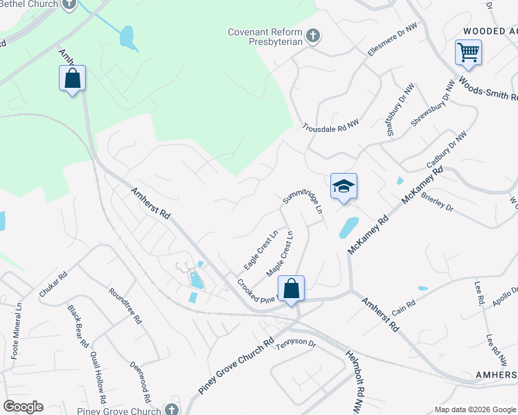 map of restaurants, bars, coffee shops, grocery stores, and more near 2619 Shady Grove Lane in Knoxville