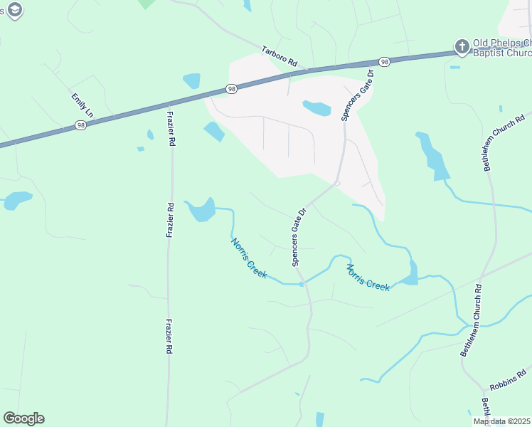 map of restaurants, bars, coffee shops, grocery stores, and more near 55 Medford Drive in Youngsville