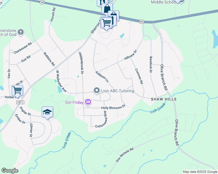 map of restaurants, bars, coffee shops, grocery stores, and more near 618 Ashburn Lane in Durham