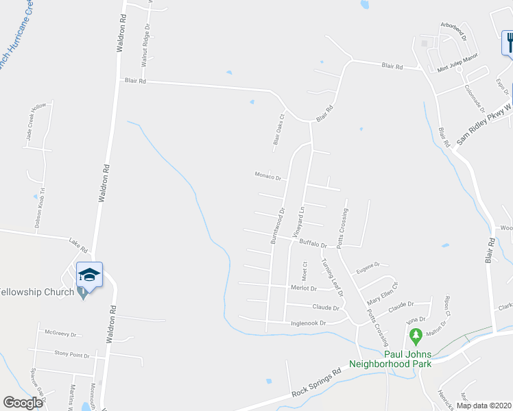 map of restaurants, bars, coffee shops, grocery stores, and more near 9008 Phoenix Court in La Vergne