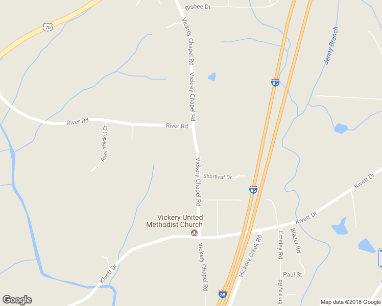 map of restaurants, bars, coffee shops, grocery stores, and more near 5312 Vickrey Chapel Road in Greensboro