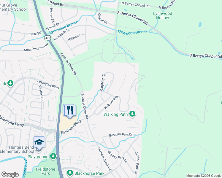 map of restaurants, bars, coffee shops, grocery stores, and more near 162 Carphilly Circle in Franklin
