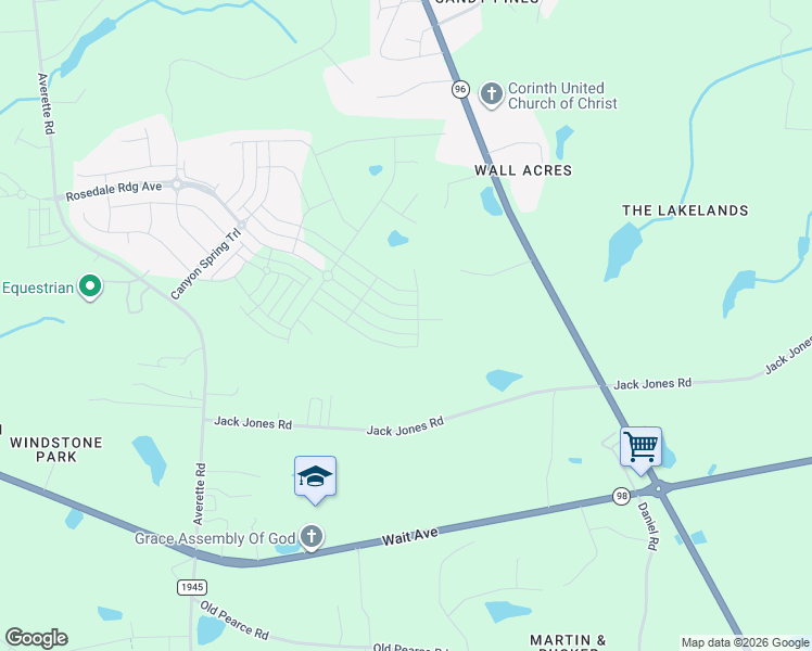 map of restaurants, bars, coffee shops, grocery stores, and more near 7517 Zebulon Road in Wake Forest