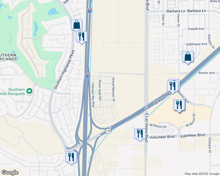 map of restaurants, bars, coffee shops, grocery stores, and more near 12163 Platinum Moon Lane in Las Vegas