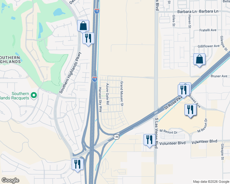 map of restaurants, bars, coffee shops, grocery stores, and more near 12185 Scarlet Ember Road in Las Vegas