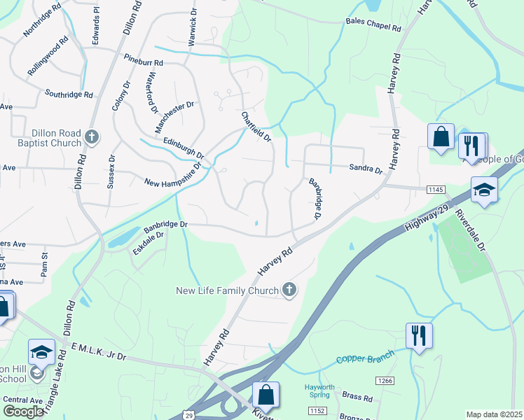 map of restaurants, bars, coffee shops, grocery stores, and more near 1830 Chatfield Drive in High Point