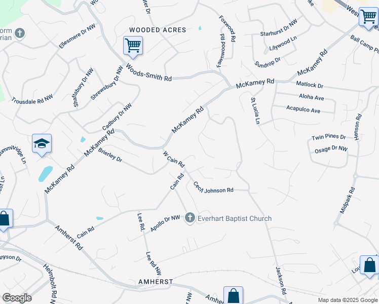 map of restaurants, bars, coffee shops, grocery stores, and more near 4343 Walnut Ridge Lane in Knoxville