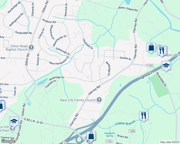 map of restaurants, bars, coffee shops, grocery stores, and more near 1830 Chatfield Drive in High Point