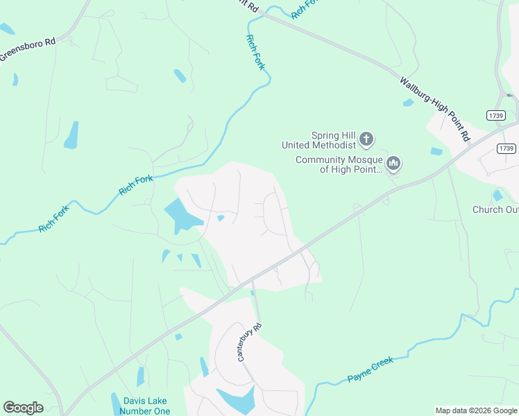 map of restaurants, bars, coffee shops, grocery stores, and more near 2725 Croquet Cir in High Point