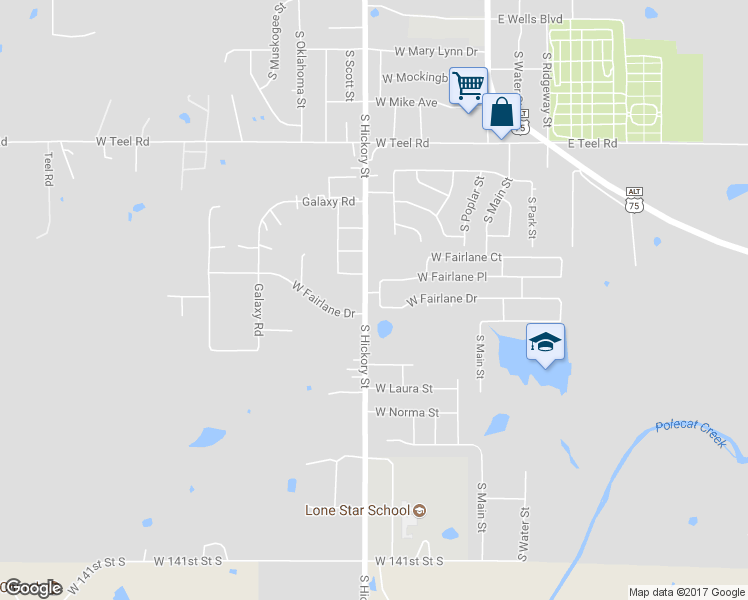 map of restaurants, bars, coffee shops, grocery stores, and more near 2540 Cedar Drive in Sapulpa