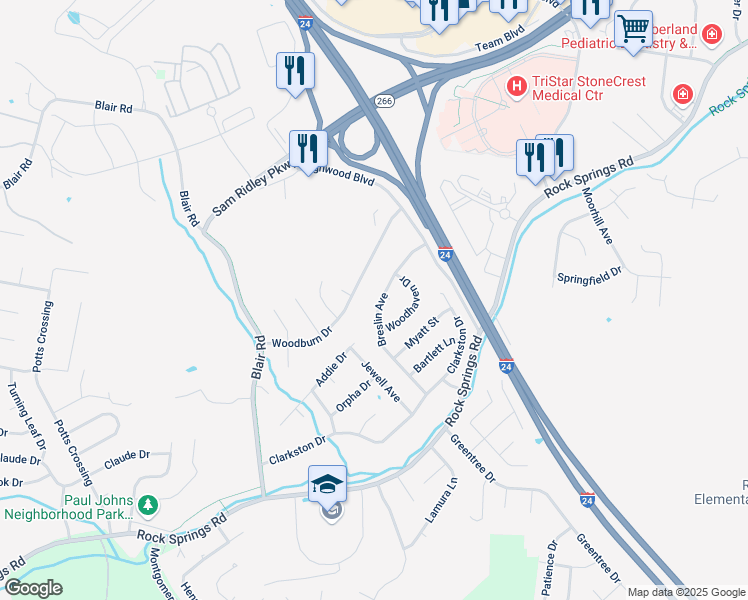 map of restaurants, bars, coffee shops, grocery stores, and more near 533 Breslin Avenue in Smyrna