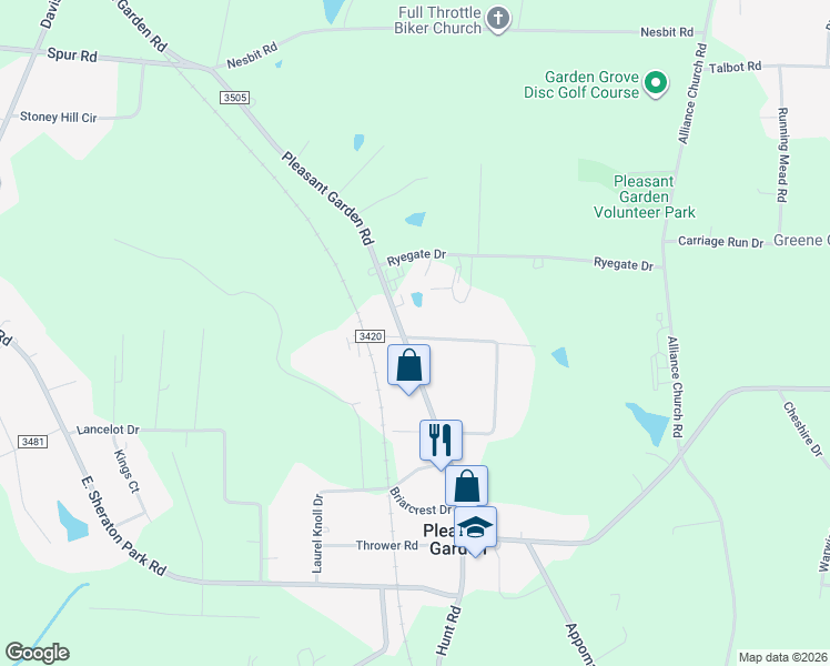 map of restaurants, bars, coffee shops, grocery stores, and more near 4625 Pleasant Garden Road in Pleasant Garden