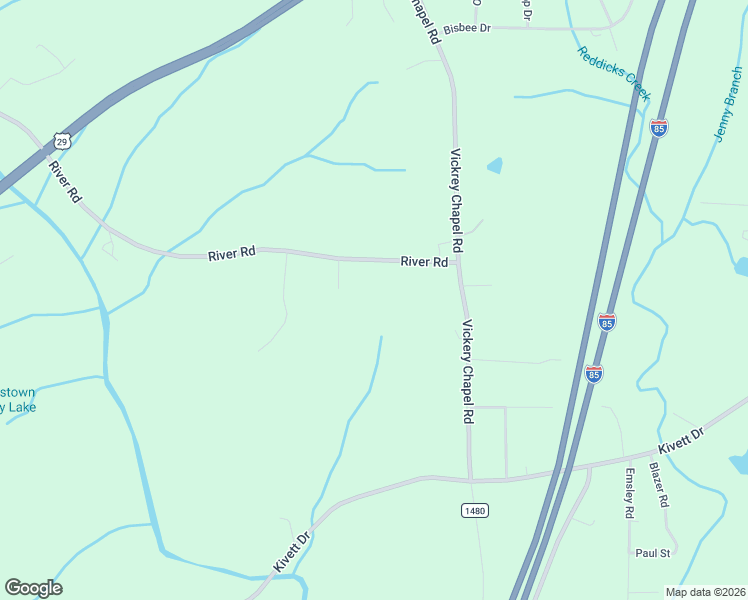 map of restaurants, bars, coffee shops, grocery stores, and more near 5384 River Road in Jamestown