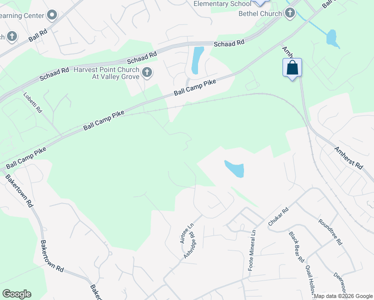 map of restaurants, bars, coffee shops, grocery stores, and more near 7510 Ball Camp Pike in Knoxville