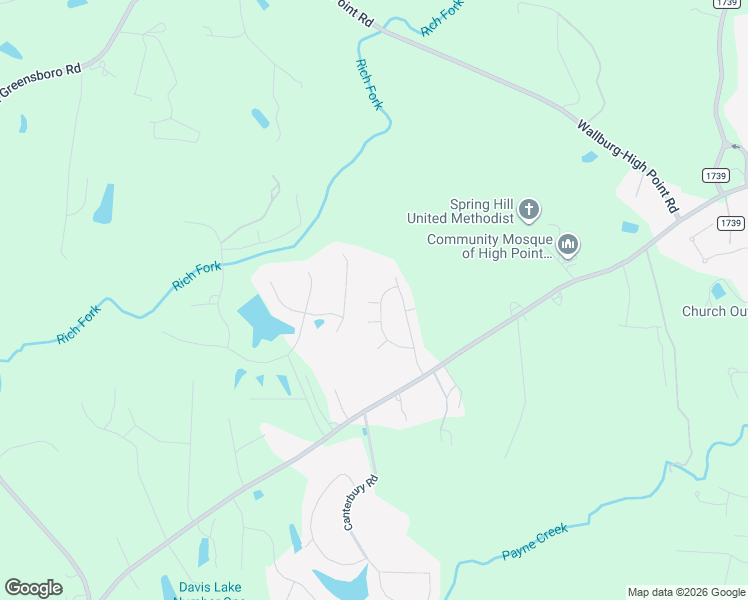 map of restaurants, bars, coffee shops, grocery stores, and more near 2725 Croquet Circle in High Point