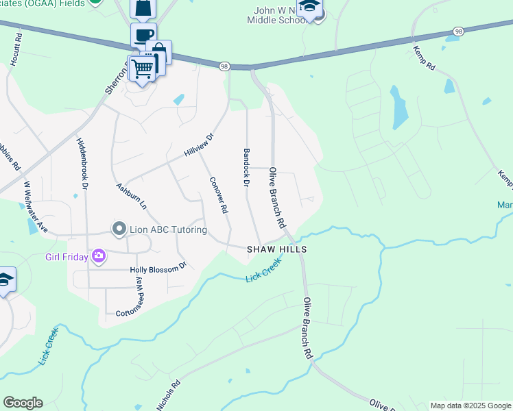 map of restaurants, bars, coffee shops, grocery stores, and more near 327 Bandock Drive in Durham