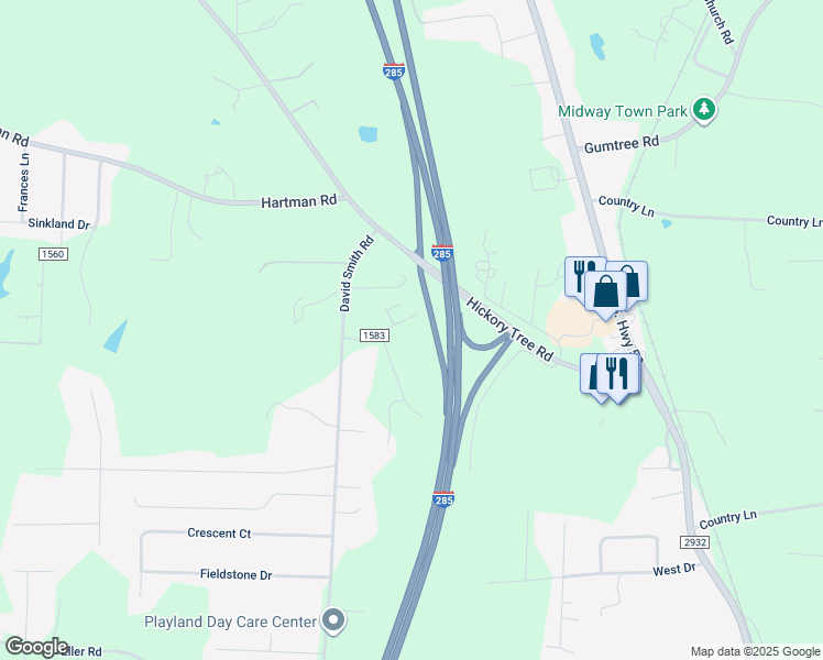 map of restaurants, bars, coffee shops, grocery stores, and more near 246 Pin Oak Drive in Winston-Salem