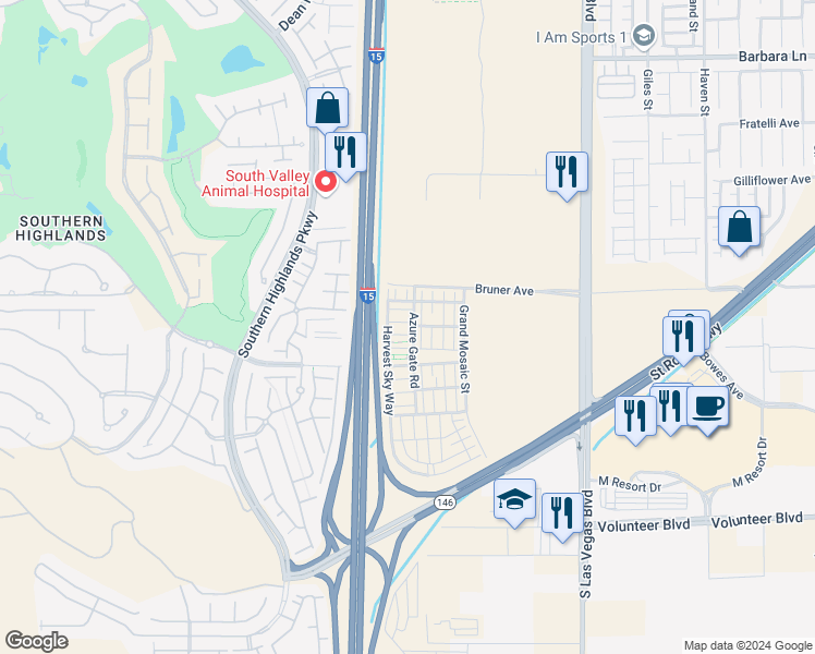 map of restaurants, bars, coffee shops, grocery stores, and more near 2825 Mariner Turquoise Lane in Las Vegas
