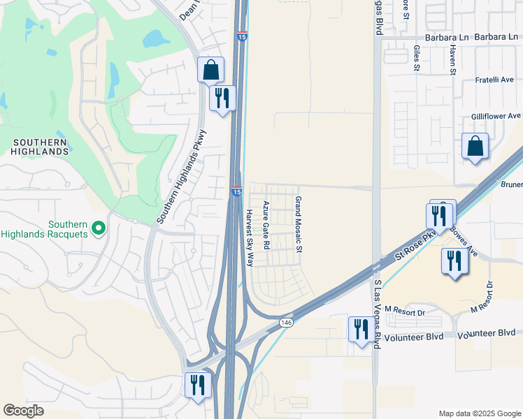 map of restaurants, bars, coffee shops, grocery stores, and more near 2825 Mariner Turquoise Lane in Las Vegas