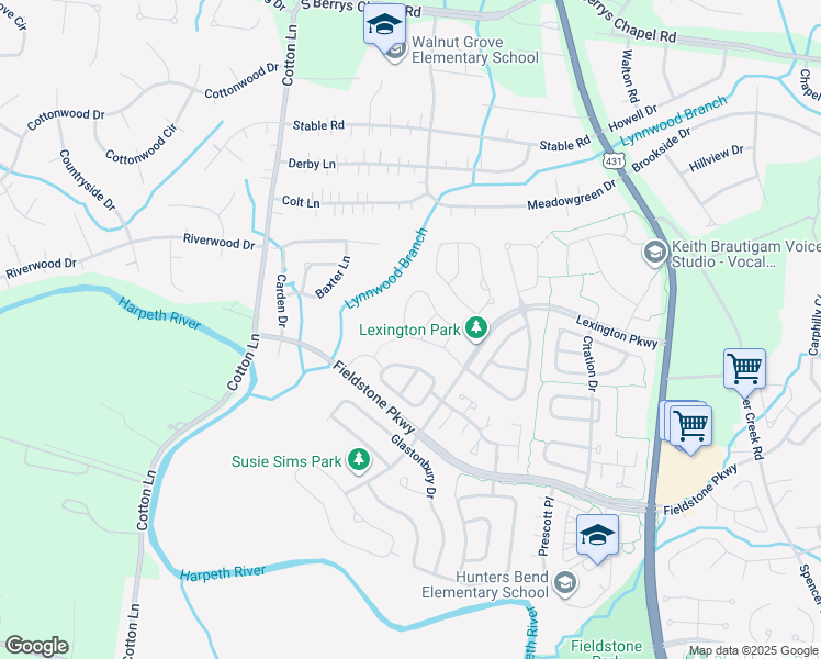 map of restaurants, bars, coffee shops, grocery stores, and more near 1220 Summer Haven Circle in Franklin