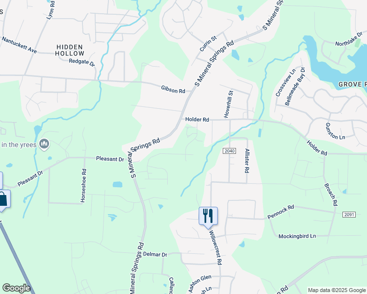 map of restaurants, bars, coffee shops, grocery stores, and more near 3712 Holder Road in Durham