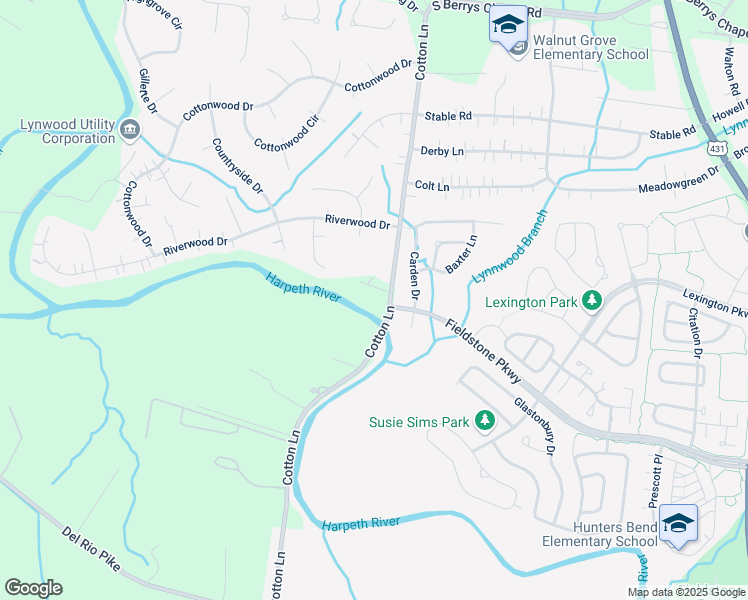 map of restaurants, bars, coffee shops, grocery stores, and more near 418 Cotton Lane in Franklin