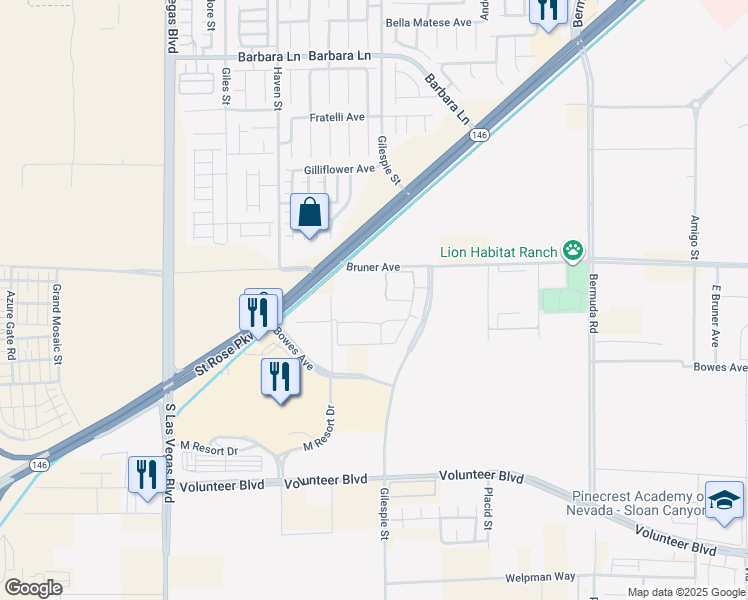 map of restaurants, bars, coffee shops, grocery stores, and more near 175 East Bruner Avenue in Henderson